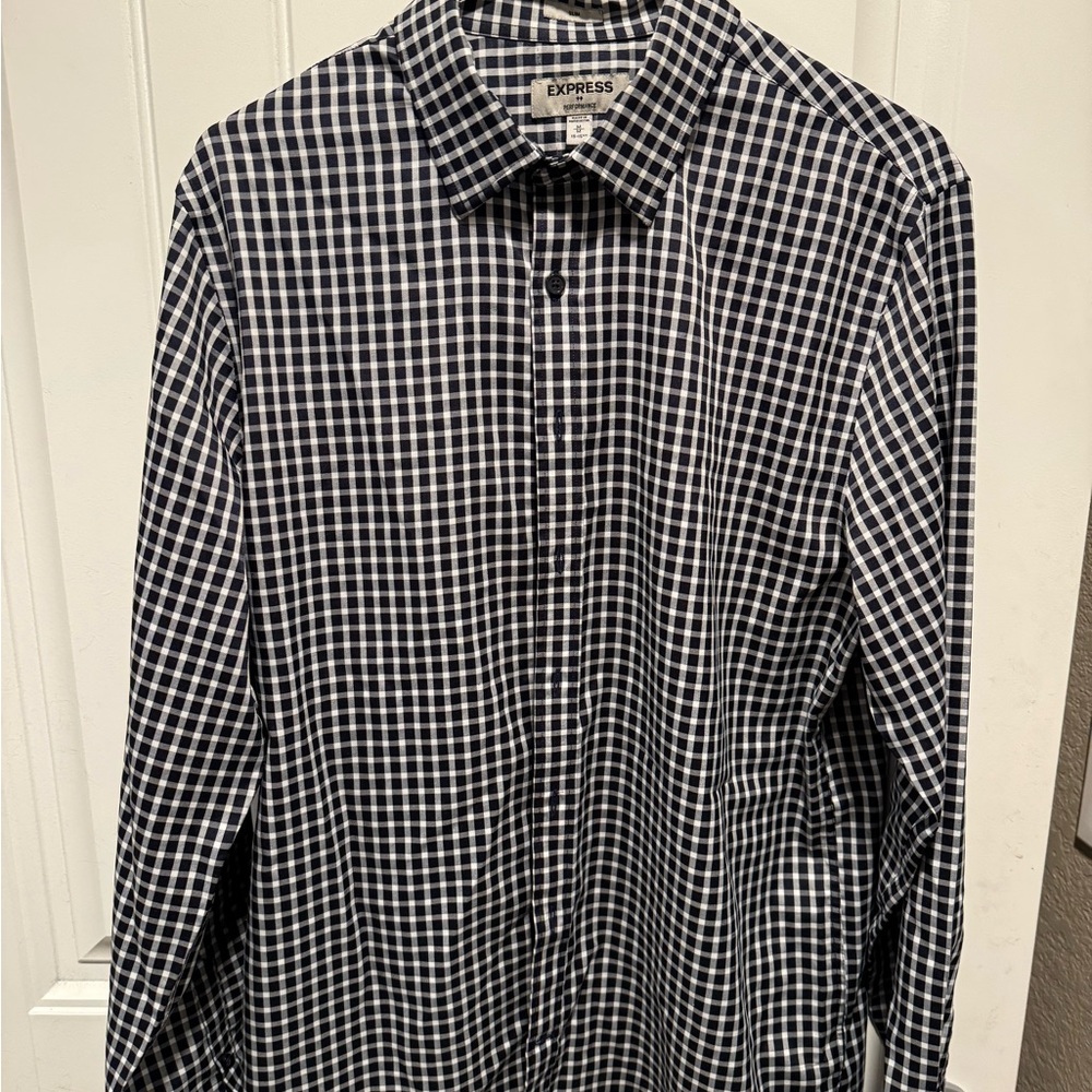 Express Black and White Casual Button Down Shirt